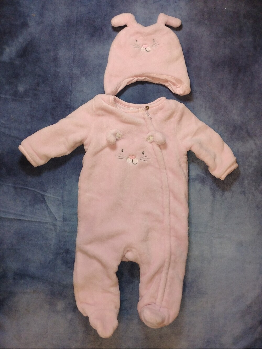 Baby Girl Pink Bunny Fleece Footed bunting snow suit & Hat Set